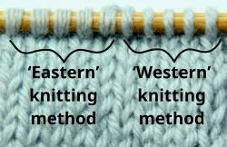 Western and Eastern knitting methods and their effect on yarn twist