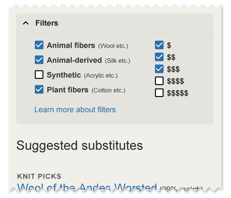 Filtering options on YarnSub