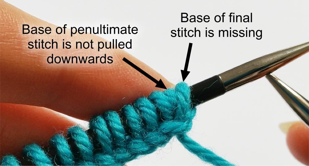 The angle of the final stitch
